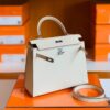 Hermès Kelly Epsom Ice White Gold Hardware 25cm Full Handmade
