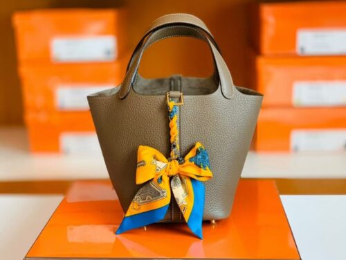 Hermès Picotin TC Etoupe Grey Gold Hardware 18cm Full Handmade