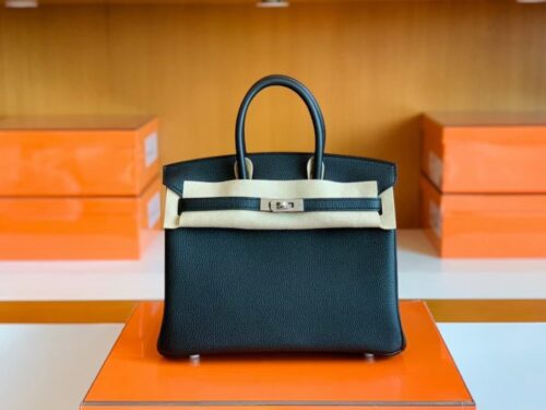 Hermès Birkin Togo CK89 Black Silver Hardware 25cm Full Handmade