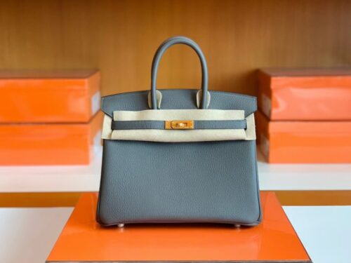 Hermès Birkin Togo 8F tinware grey Gold Hardware 25cm Full Handmade