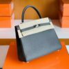 Hermès Kelly Togo 8F tinware grey Silver Hardware 25cm Full Handmade