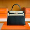 Hermès Kelly Epsom CK89 Black Silver Hardware 25cm Full Handmade