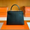 Hermès Kelly Epsom CK89 Black Silver Hardware 25cm Full Handmade