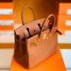 Hermès Birkin Barenia CK37 Golden Brown & L3 Rose Purple Gold Hardware 30cm Full Handmade