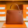 Hermès Kelly Barenia Reddish brown Gold Hardware 28cm Full Handmade