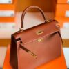 Hermès Kelly Barenia Reddish brown Gold Hardware 28cm Full Handmade
