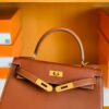 Hermès Kelly Barenia Reddish brown Gold Hardware 28cm Full Handmade