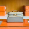 Hermès Mini kelly Pochette Epsom Light Grey Gold Hardware 22cm Full Handmade