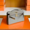 Hermès Mini kelly Pochette Epsom Light Grey Gold Hardware 22cm Full Handmade