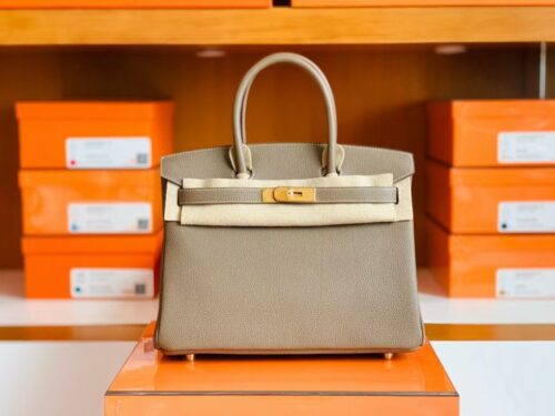 Hermès Birkin Togo CK18 Etoupe Grey Gold Hardware 30cm Full Handmade