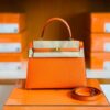 Hermès Kelly Epsom cc93 Orange Gold Hardware 25cm Full Handmade