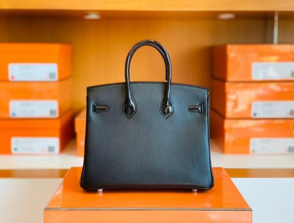 mmexport1699695073986-1024x779-1 Hermès Birkin Touch Shiny Alligator & Chevre CK89 Black Noir Rose Gold Hardware 25cm Full Handmade