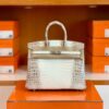 Hermès Birkin Matte Niloticus crocodile 01 himalaya Silver Hardware 25cm Full Handmade