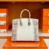 Hermès Birkin Matte Niloticus crocodile 01 himalaya Silver Hardware 25cm Full Handmade