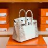Hermès Birkin Matte Niloticus crocodile 01 himalaya Silver Hardware 25cm Full Handmade