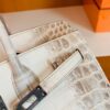 Hermès Birkin Matte Niloticus crocodile 01 himalaya Silver Hardware 25cm Full Handmade