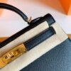 Hermès Mini Kelly Epsom CK89 Black Gold Hardware 19cm Full Handmade