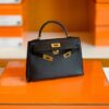 Hermès Mini Kelly Epsom CK89 Black Gold Hardware 19cm Full Handmade