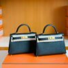 Hermès Mini Kelly Epsom CK89 Black Gold Hardware 19cm Full Handmade