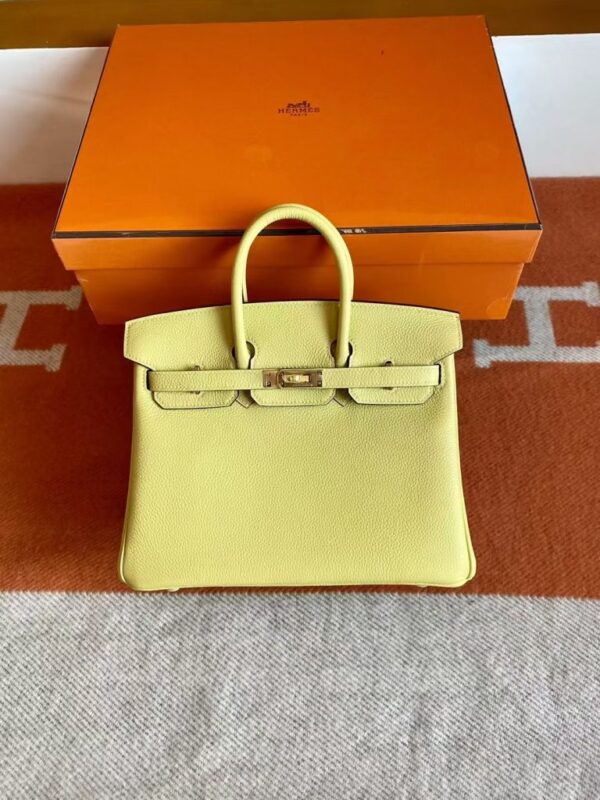 mmexport1699695516531-768x1024-1 Hermès Birkin Togo Light Yellow Gold Hardware 25cm Full Handmade