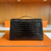 Hermès Kelly potteche Shiny crocodile Black Silver Hardware 22cm Full Handmade