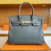 Hermès Birkin Chevre tinware grey & Brigh Red Gold Hardware 30cm Full Handmade
