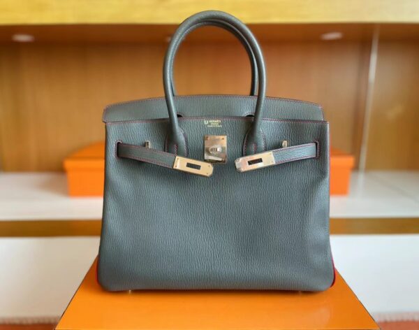 mmexport1705116787874-1024x806-1 Hermès Birkin Chevre tinware grey & Brigh Red Gold Hardware 30cm Full Handmade
