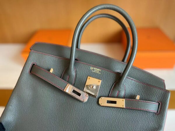 mmexport1705116789359-1024x768-1 Hermès Birkin Chevre tinware grey & Brigh Red Gold Hardware 30cm Full Handmade
