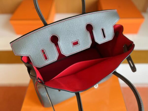 mmexport1705116790872-1024x767-1 Hermès Birkin Chevre tinware grey & Brigh Red Gold Hardware 30cm Full Handmade