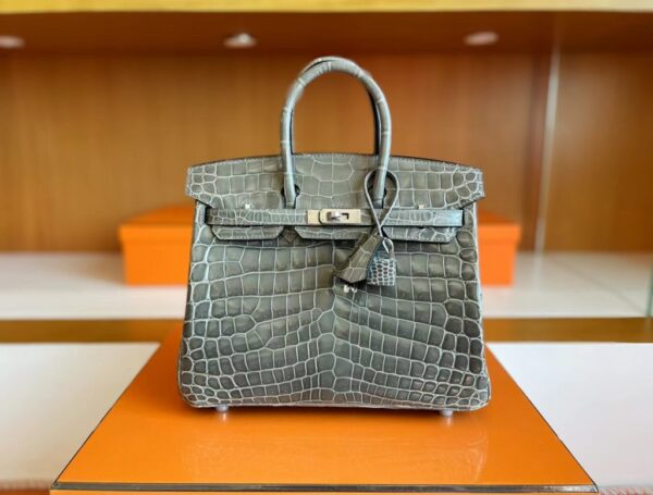 mmexport1705116845189-1024x777-1 Hermès Birkin Matte Porosus crocodile turtledove grey Silver Hardware 25cm Full Handmade