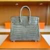 Hermès Birkin Matte Porosus crocodile turtledove grey Silver Hardware 25cm Full Handmade