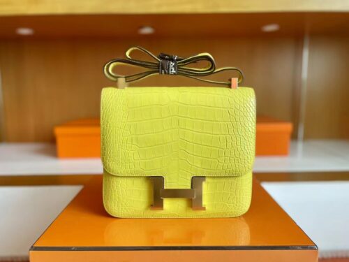 Hermès Cosntance Matte Alligator crocodile Yellow Gold Hardware 24cm Full Handmade