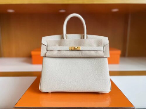 H Factory Bags Birkin Togo Creamy White Gold Hardware 25cm Full Handmade