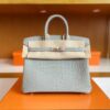 H Factory Bags Birkin Matte Alligator crocodile pearl grey Silver Hardware 25cm Full Handmade