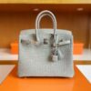 H Factory Bags Birkin Matte Alligator crocodile pearl grey Silver Hardware 25cm Full Handmade