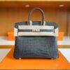 H Factory Bags Birkin Matte Alligator crocodile Graphite grey Silver Hardware 25cm Full Handmade