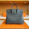 H Factory Bags Birkin Matte Alligator crocodile Graphite grey Silver Hardware 25cm Full Handmade