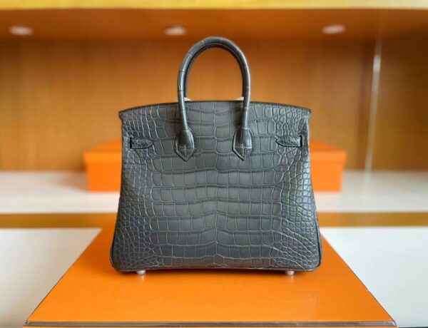 mmexport1713839355059-1024x785-1 H Factory Bags Birkin Matte Alligator crocodile Graphite grey Silver Hardware 25cm Full Handmade