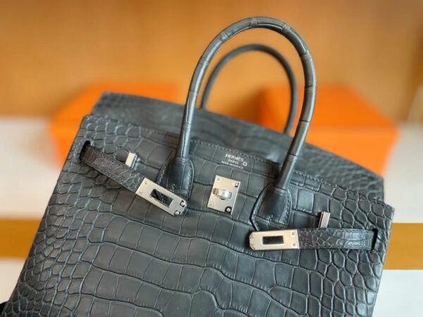 mmexport1713839361200-1024x768-1 H Factory Bags Birkin Matte Alligator crocodile Graphite grey Silver Hardware 25cm Full Handmade