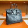 H Factory Bags Birkin Matte Alligator crocodile Graphite grey Silver Hardware 25cm Full Handmade