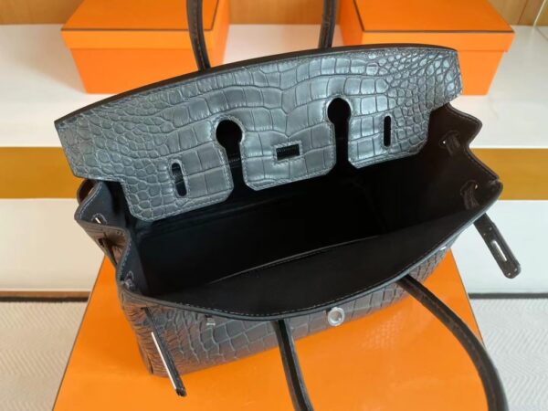 mmexport1713839370867-1024x768-1 H Factory Bags Birkin Matte Alligator crocodile Graphite grey Silver Hardware 25cm Full Handmade