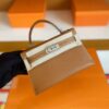 H Factory Bags mini kelly Epsom Golden Brown Silver Hardware 19cm Full Handmade