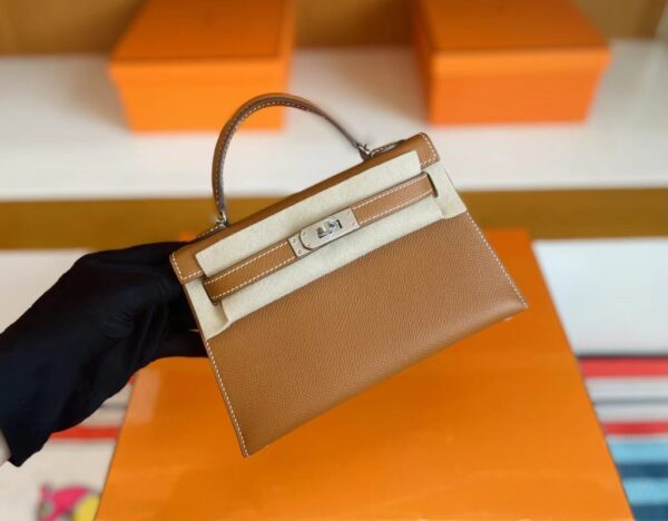 mmexport1715940639531-1024x798-1 H Factory Bags mini kelly Epsom Golden Brown Silver Hardware 19cm Full Handmade