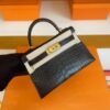 H Factory Bags mini kelly Matte Alligator crocodile Black Gold Hardware 19cm Full Handmade