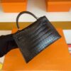H Factory Bags mini kelly Matte Alligator crocodile Black Gold Hardware 19cm Full Handmade