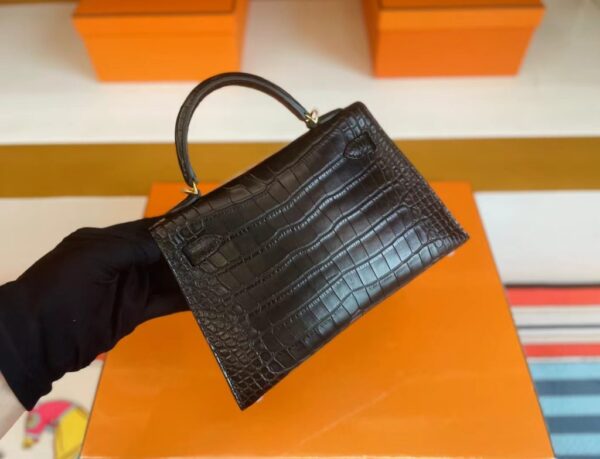 mmexport1715940668815-1024x783-1 H Factory Bags mini kelly Matte Alligator crocodile Black Gold Hardware 19cm Full Handmade