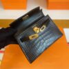 H Factory Bags mini kelly Matte Alligator crocodile Black Gold Hardware 19cm Full Handmade