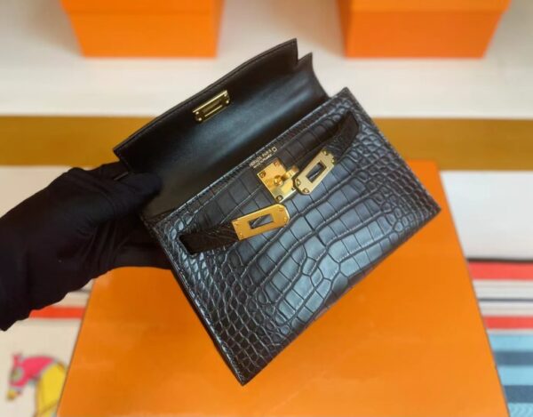 mmexport1715940671749-1024x801-1 H Factory Bags mini kelly Matte Alligator crocodile Black Gold Hardware 19cm Full Handmade