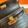 H Factory Bags mini kelly Matte Alligator crocodile Black Gold Hardware 19cm Full Handmade