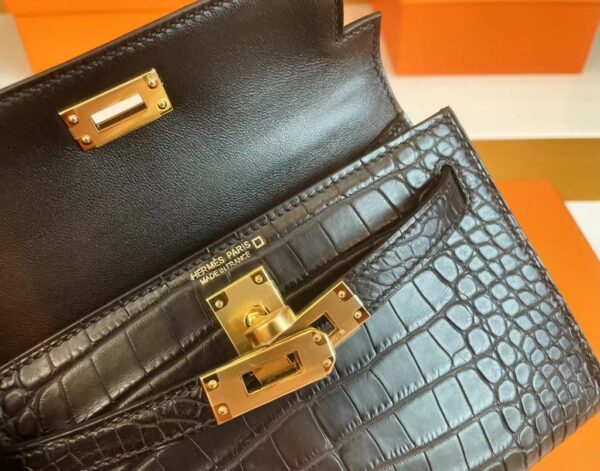 mmexport1715940678611-1024x804-1 H Factory Bags mini kelly Matte Alligator crocodile Black Gold Hardware 19cm Full Handmade